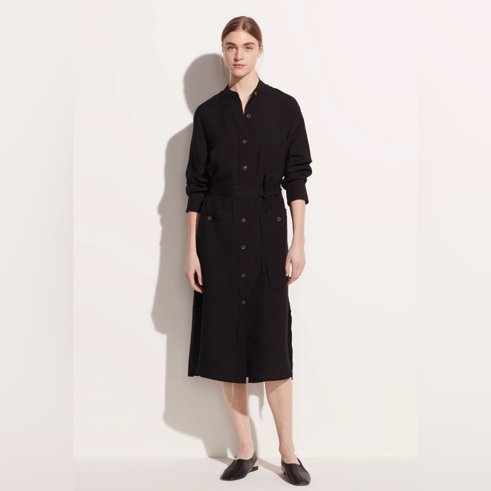 Vince Belted Button Down Dress in Black Size XL